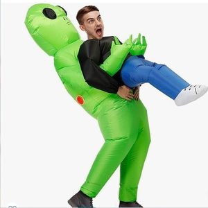 Adult Kids Inflatable Green Alien Costume Funny Halloween Cosplay Party Suit US